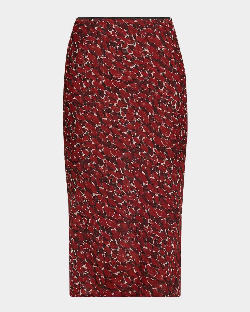 Printed Cotton-Silk Midi Skirt